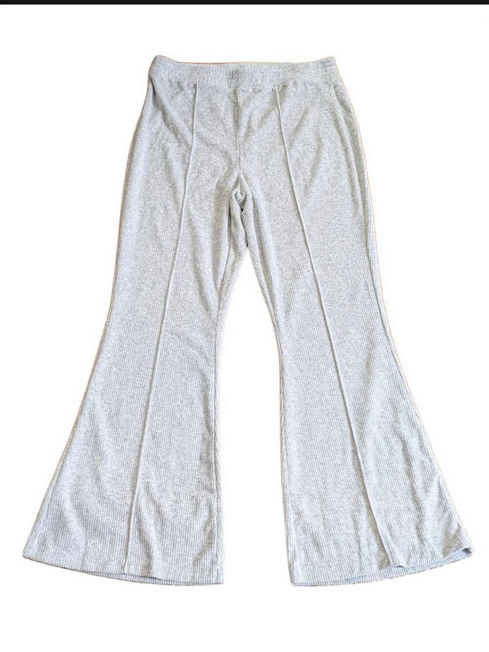 Aerie Groove On Light Gray Velour Ribbed Loungewear Flare Comfy Pants Size L
